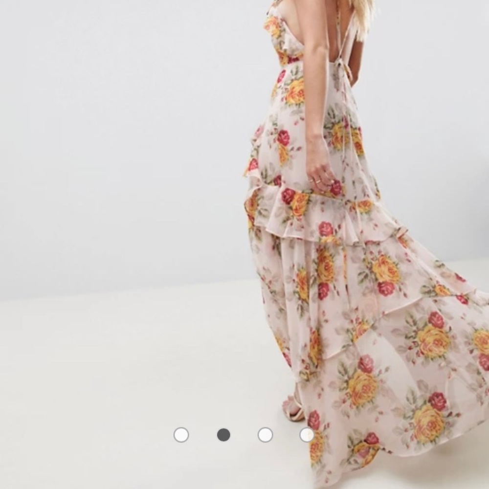 ASOS DESIGN ruffle maxi dress in rose floral print